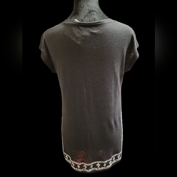 Liz Claiborne Petite Small black with Embroidered linen top - Picture 10 of 10